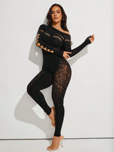 Women's Long Sleeve Metallic Lace Jumpsuit